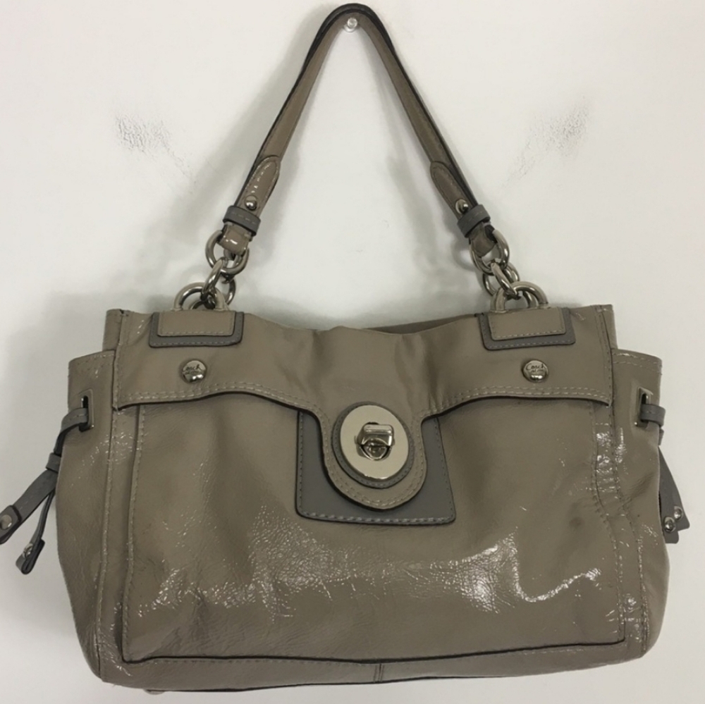 Authentic Coach Gray Patent Leather Purse Bag